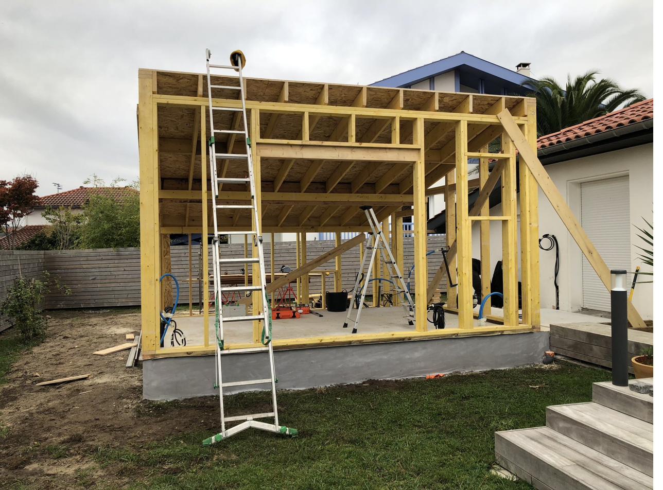 Ossature bois en cours de construction, Anglet